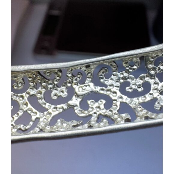 Sterling Silver 925 Filigree Cuff Bracelet • Estate Jewelry • Size 5.50 Inch - Picture 9 of 9